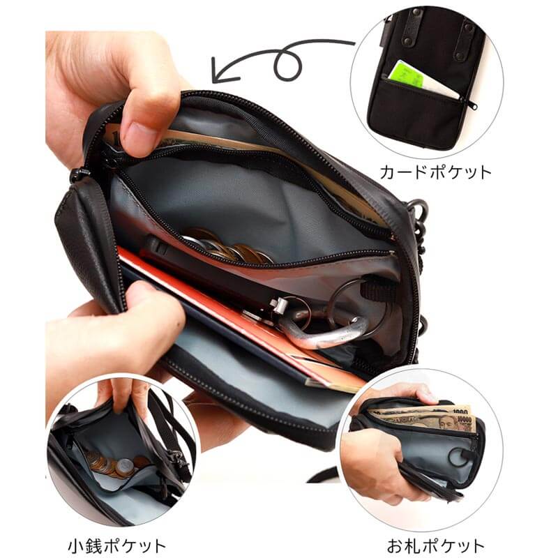 【撥水×シュリンクレザー】スマホショルダー バッグ Mサイズ AGILITY 本革 日本製