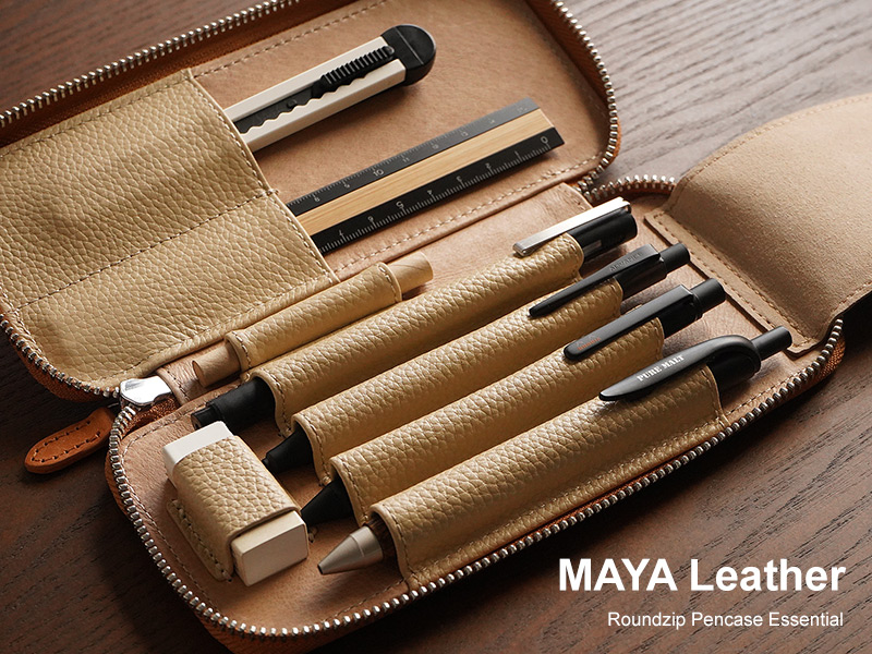 【イタリアンレザー MAYA】ペンケース 両開き ラウンドファスナー 本革 Luddite ラダイト
