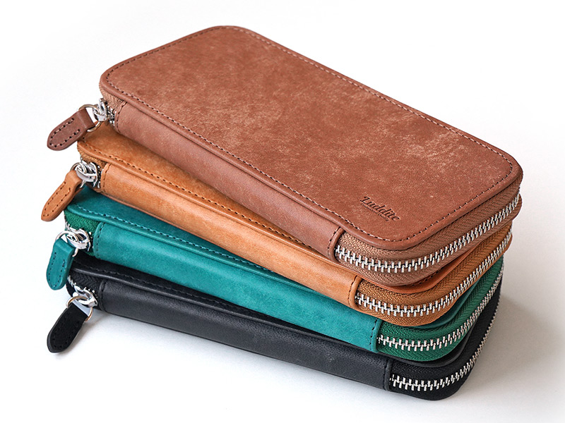 【イタリアンレザー MAYA】ペンケース 両開き ラウンドファスナー 本革 Luddite ラダイト