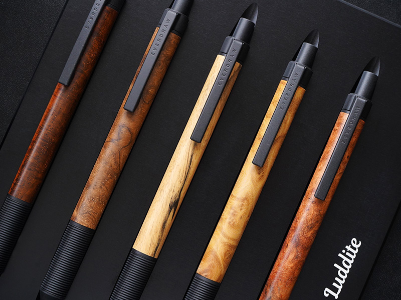 『Luddite EVERDRAW 銘木モデル シャープペンシル 0.5』 シャーペン スパイラル グリップ
