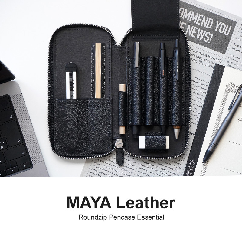 【イタリアンレザー MAYA】ペンケース 両開き ラウンドファスナー 本革 Luddite ラダイト
