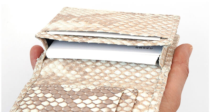 名刺入れ 通しマチ【ヘビ革 ダイヤモンドパイソン】名刺入れ 本革 ZOO 日本製