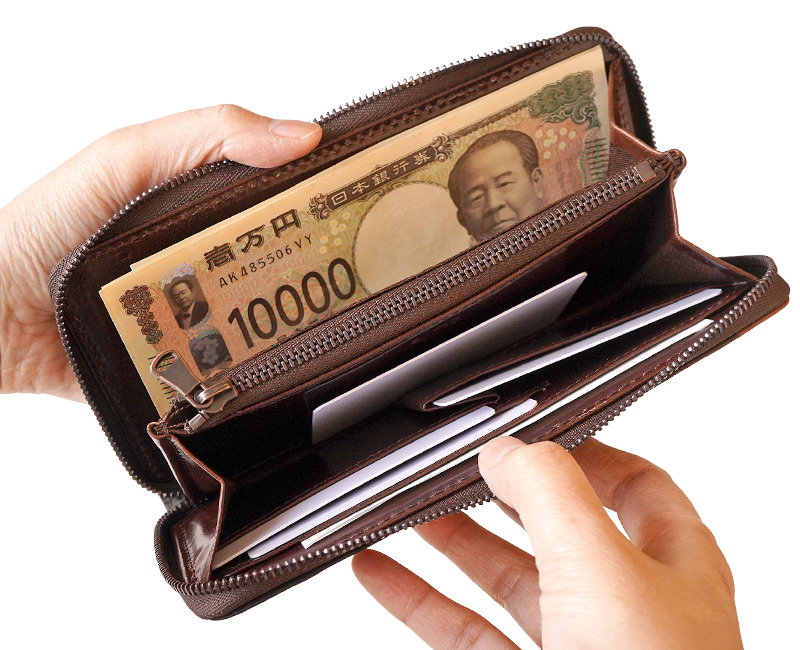 【奄美大島 泥染めレザー】 長財布 ラウンドファスナー 本革 ZOO 日本製